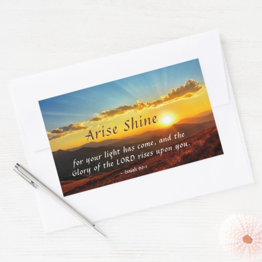 イザヤ60:1立ち上がる輝きあなたの光は聖書を持っ来ている 長方形シール (封筒)