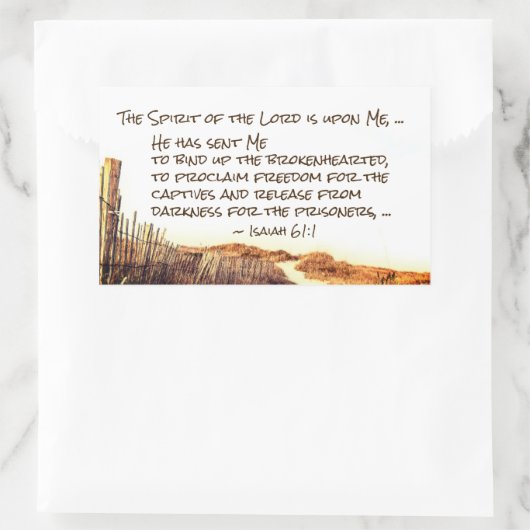 イザヤ61:1主の霊は私に臨む。 長方形シール (バッグ)