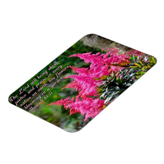 イザヤ61:11ピンクのフローラ 感動的 マグネット (左側)