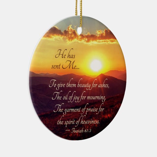 イザヤ61:3彼は私を灰の与え美しいに遣わした セラミックオーナメント (右)