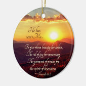 イザヤ61:3彼は私を灰の与え美しいに遣わした セラミックオーナメント (左)