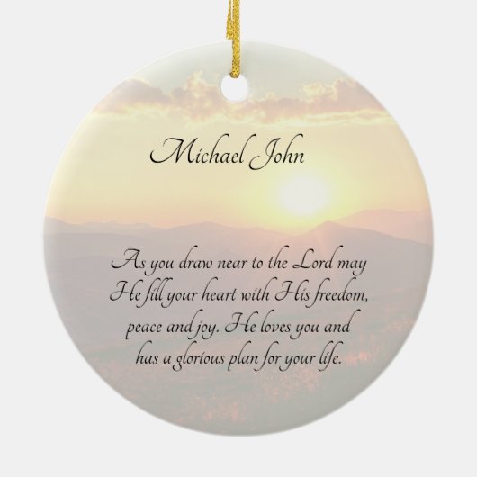 イザヤ61:3彼は私を灰の与え美しいに遣わした セラミックオーナメント (裏面)