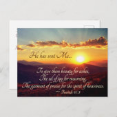 イザヤ61:3彼は私を灰の与え美しいに遣わした ポストカード (正面/裏面)