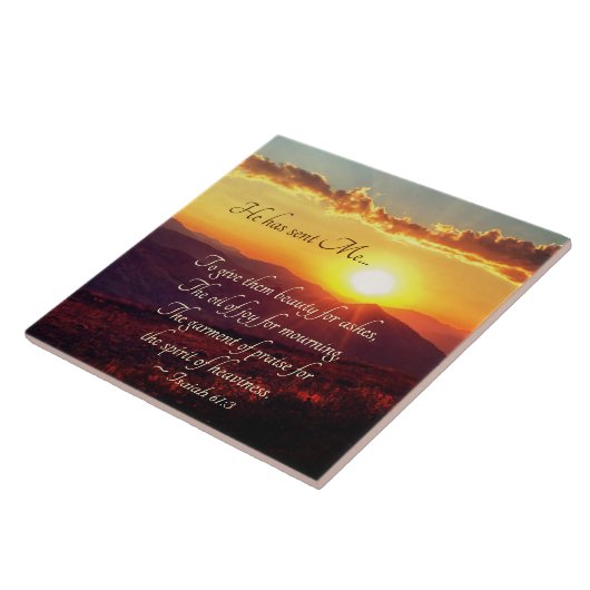 イザヤ61:3灰与えの美しいへ聖書の聖句 タイル (側面)