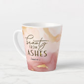 イザヤ61 3美しいアッシュバイブル聖句ピンク カフェラテマグ (左アングル)