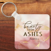 イザヤ61 3美しいアッシュバイブル聖句ピンク キーホルダー (正面)