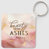 イザヤ61 3美しいアッシュバイブル聖句ピンク キーホルダー (裏面)