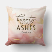 イザヤ61 3美しいアッシュバイブル聖句ピンク クッション (正面)