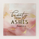 イザヤ61 3美しいアッシュバイブル聖句ピンク ジグソーパズル (縦)