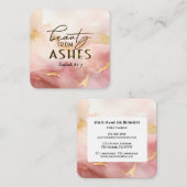 イザヤ61 3美しいアッシュバイブル聖句ピンク スクエア名刺 (正面/裏面)