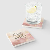 イザヤ61 3美しいアッシュバイブル聖句ピンク ストーンコースター (横)