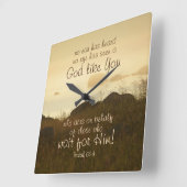 イザヤ64:4聖書の詩の美しい海の短い行 スクエア壁時計 (傾斜)