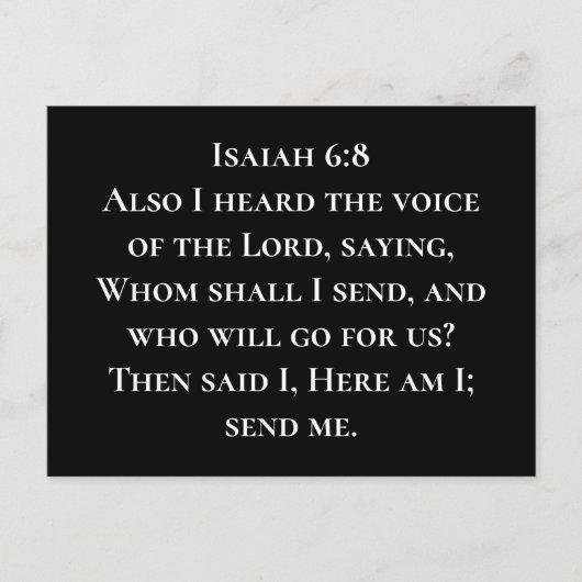 イザヤ6:8ここにあらわたし、キリスト教の使徒を遣わしてほしい ポストカード (正面)