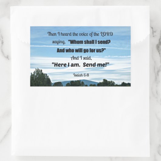 イザヤ6:8わたしは主の声を聞いた 長方形シール (バッグ)