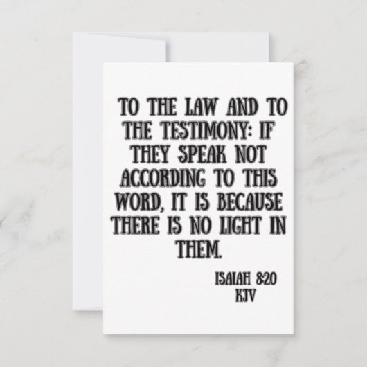 イザヤ8:20 KJV聖書の聖なる書物、 経典挨拶 カード (正面)