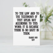 イザヤ8:20 KJV聖書の聖なる書物、 経典挨拶 カード (スタンド正面)