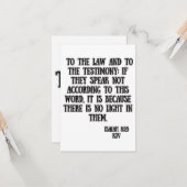 イザヤ8:20 KJV聖書の聖なる書物、 経典挨拶 カード (正面/裏面インサイチュ)