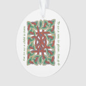 イザヤ9バイブル聖句の書道ケルト結び目模様 オーナメント (正面)