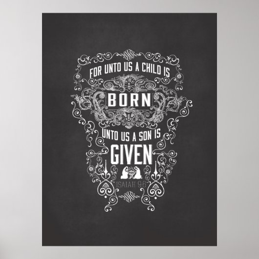 イザヤ9:6わが国に子はシャルボ生まれードアート ポスター (正面)