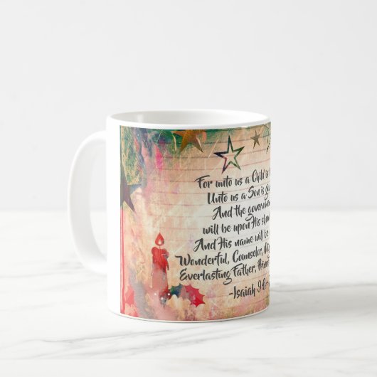 イザヤ9:6わたしたちにとって子はクリスマス生まれである コーヒーマグカップ (正面左)