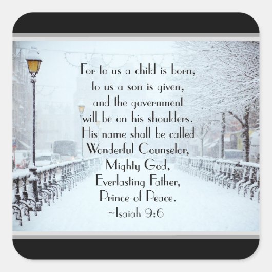 イザヤ9:6わたしたちにとって子はクリスマス生まれである スクエアシール (正面)