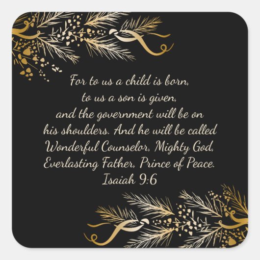 イザヤ9:6わたしたちにとって子供は聖書の生まれクリスマスである スクエアシール (正面)
