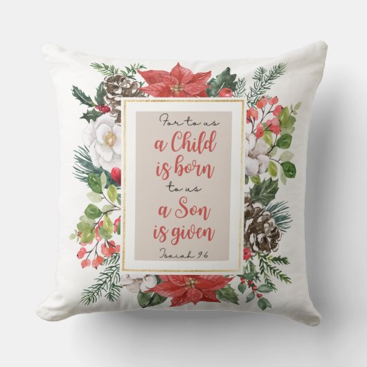 イザヤ9:6わたしたちにとって、子はクリスマス生まれである クッション (正面)