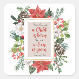 イザヤ9:6わたしたちにとって、子はクリスマス生まれである スクエアシール