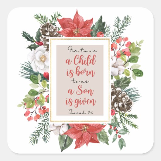 イザヤ9:6わたしたちにとって、子はクリスマス生まれである スクエアシール (正面)