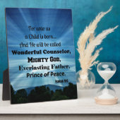 イザヤ9:6わたしたちのために子は生まれある。 フォトプラーク (側面)