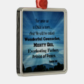 イザヤ9:6わたしたちのために子は生まれある。 メタルオーナメント (右)