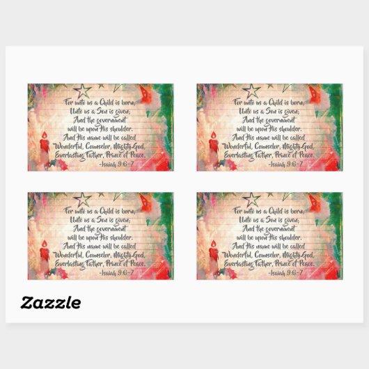 イザヤ9:6わたしたちのために子は生まれクリスマスである 長方形シール (シート)