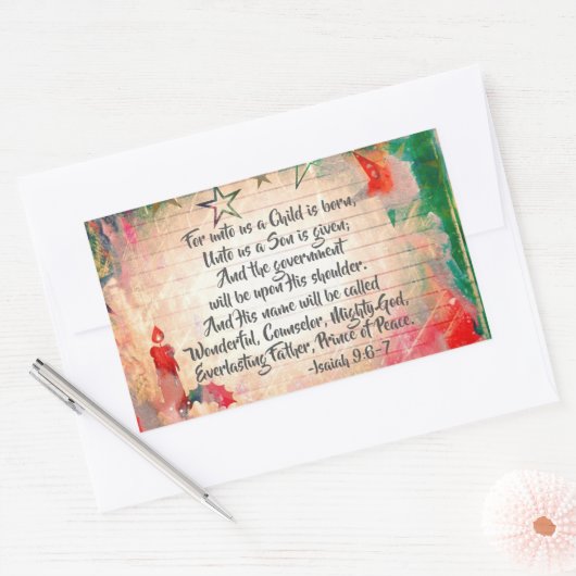 イザヤ9:6わたしたちのために子は生まれクリスマスである 長方形シール (封筒)