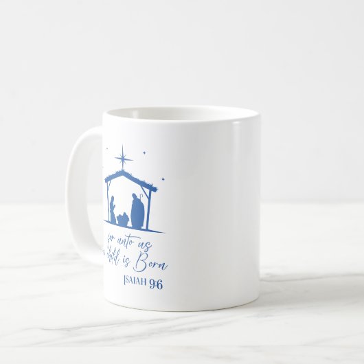 イザヤ9:6わたしたちのために子は生まれ出生 コーヒーマグカップ (正面左)
