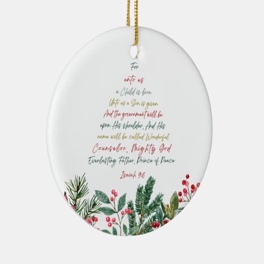 イザヤ9:6わたしたちのために子供はクリスマス生まれである セラミックオーナメント (右)