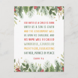 イザヤ9:6わたしたちのために子供はクリスマス生まれである ポストカード