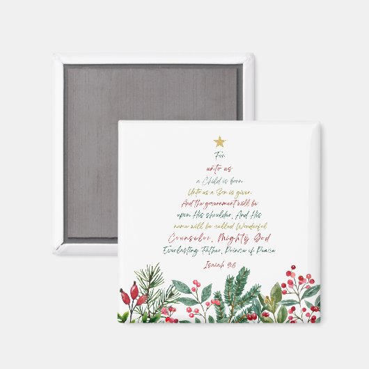 イザヤ9:6わたしたちのために子供はクリスマス生まれである マグネット (正面/裏面)