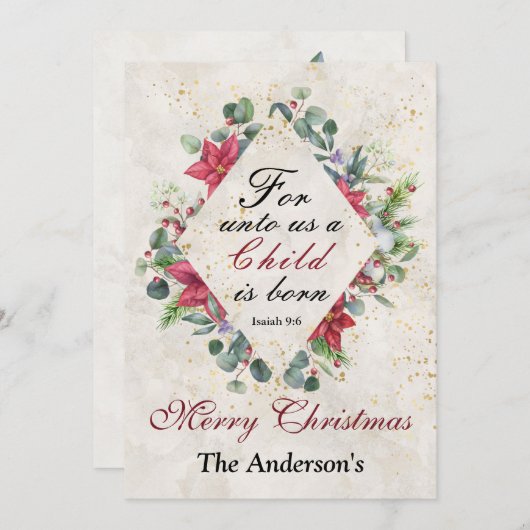 イザヤ9:6わたしたちのために子供は生まれクリスマスである シーズンカード (正面/裏面)