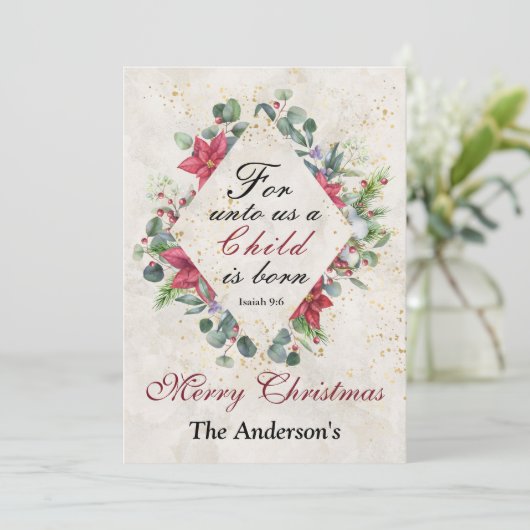 イザヤ9:6わたしたちのために子供は生まれクリスマスである シーズンカード (スタンド正面)