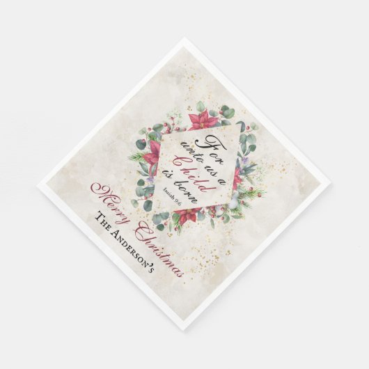 イザヤ9:6わたしたちのために子供は生まれクリスマスである スタンダードランチョンナプキン (角)