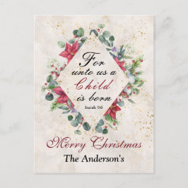 イザヤ9:6わたしたちのために子供は生まれクリスマスである ポストカード