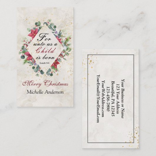 イザヤ9:6わたしたちのために子供は生まれクリスマスである 名刺 (正面/裏面)