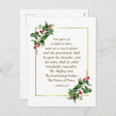 イザヤ9:6わたしたちへ子供は聖書の聖降誕祭生まれである シーズンポストカード (正面/裏面)