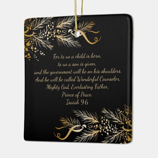 イザヤ9:6キリスト教のパーソナライズされたクリスマスプレゼント セラミックオーナメント (左)
