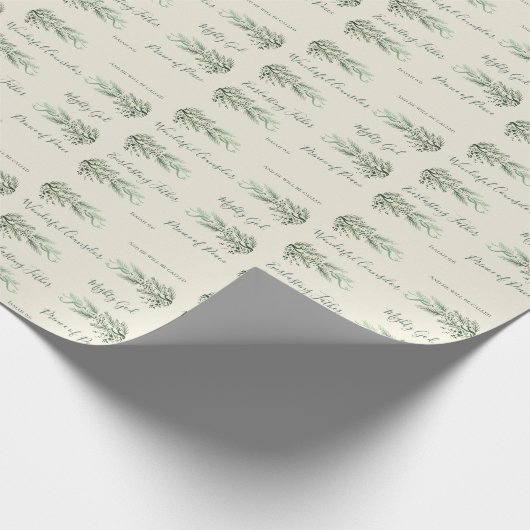 イザヤ9:6キリスト教台本モダン松クリスマス ラッピングペーパー (角)