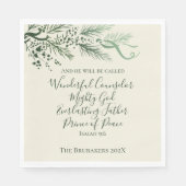 イザヤ9:6セージパーソナライズされたパインクリスマス スタンダードランチョンナプキン (正面)