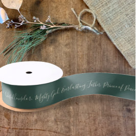 イザヤ9:6平和の王子の緑のエレガントクリスマス サテンリボン