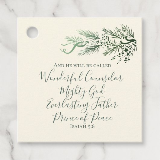 イザヤ9:6平和の王子パインカスタムクリスマス フェイバータグ (正面)