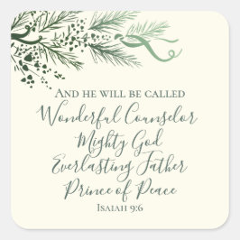 イザヤ9:6平和の王子パインモダンクリスマス スクエアシール