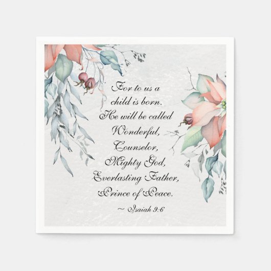 イザヤ9:6彼は素晴らしい…クリスマスと呼ばれる スタンダードカクテルナプキン (正面)